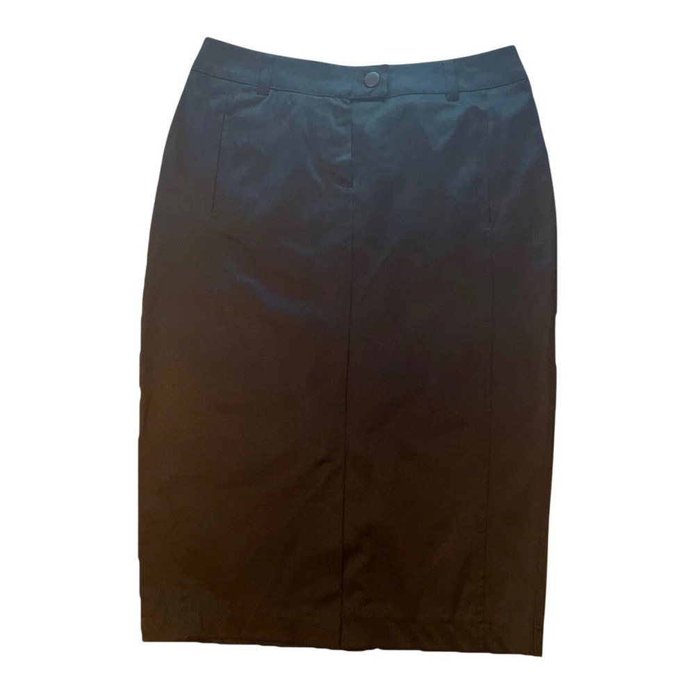 Motivi Pencil Skirt Womens Size 4 Black Sateen Professional Office Wear Italy